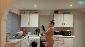 Filthy Young Slut Gets Messy While Cleaning Naked
