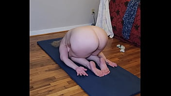 Sweaty And Naked, This Hot Mature Bends And Stretches In A Steamy Yoga Session