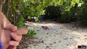 Exposed On The Shore: A Risky Public Encounter With Stepmom And Stepdaughter