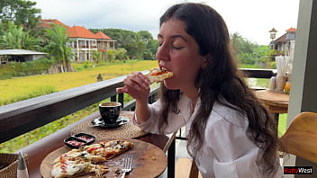 Pizza Slut: Dripping With Cum In A Crowded Cafe