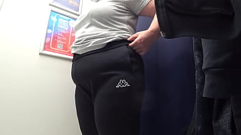 Peeking Through The Dressing Room Curtain At A Curvy Milf’s Big Satin-clad Ass As She Strips Down, A True Pawg In Amateur Fetish Action.