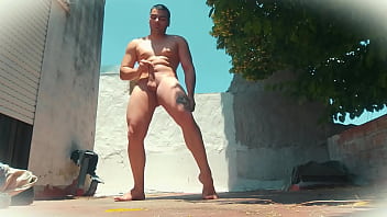 Sweaty Salsa Stud Strips Down For A Wild Outdoor Solo Session