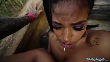 Ebony Tina Fire’s Massive Swinging Tits Bounce Wildly As She Gets Fucked Hard Outdoors