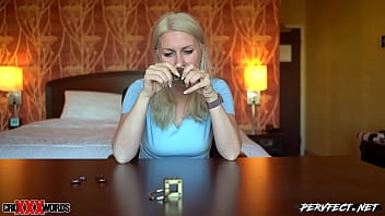 Dumb Blonde Slut Solves Puzzles While Getting Off.
