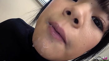 Petite Japanese Teen With Huge Natural Tits Gets Her First Blowbang And Bukkake Facial In Uncensored Jav