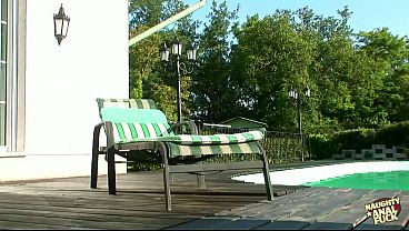 Sun-drenched Poolside Bench Begs For A Girl’s Fingers And A Wet, Wild Cowgirl Anal Ride.