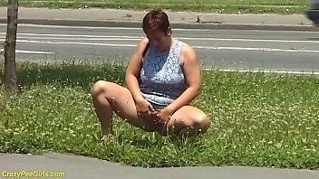 Curvy Ginger Mommy Pissing Outdoors