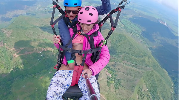 Soaring Ecstasy: A Drenched Delight At 2200 Meters, Squirting Through The Clouds While Paragliding