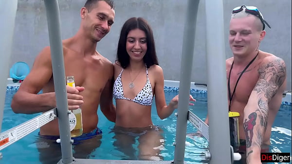Wild Poolside Orgy: Rough Fucking And Filled Holes