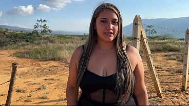 Busty Blonde Fucks A Farmer In The Open Air