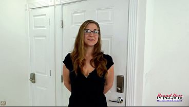 Tiny Brainy Brunette Ginger Kay Lee Gags Messily On Cock With Nerdy Glasses On