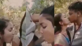 Hot Indian Wife Sucks Her Man’s Cock Outside In Public