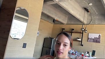 18-year-old Young Fitness Chick Gives Pov Blowjob And Ass Rimming During A Casting Session