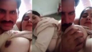 Watch A Big-titted Desi Lady Getting Her Huge Boobs Sucked By Her Lover
