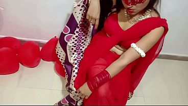 Newly Wed Indian Babe In Red Sari Gets Nasty Valentine Fuck With Her Desi Hubby – Full Hindi Xxx