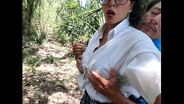 Old, Dirty Stepdad Pounds His Thick-ass College Stepdaughter Deep In The Woods.