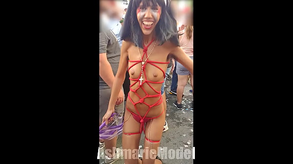 Dancing In Public With Her Tits Popping Out And Skirt Flying Up, Showing Everything Off.